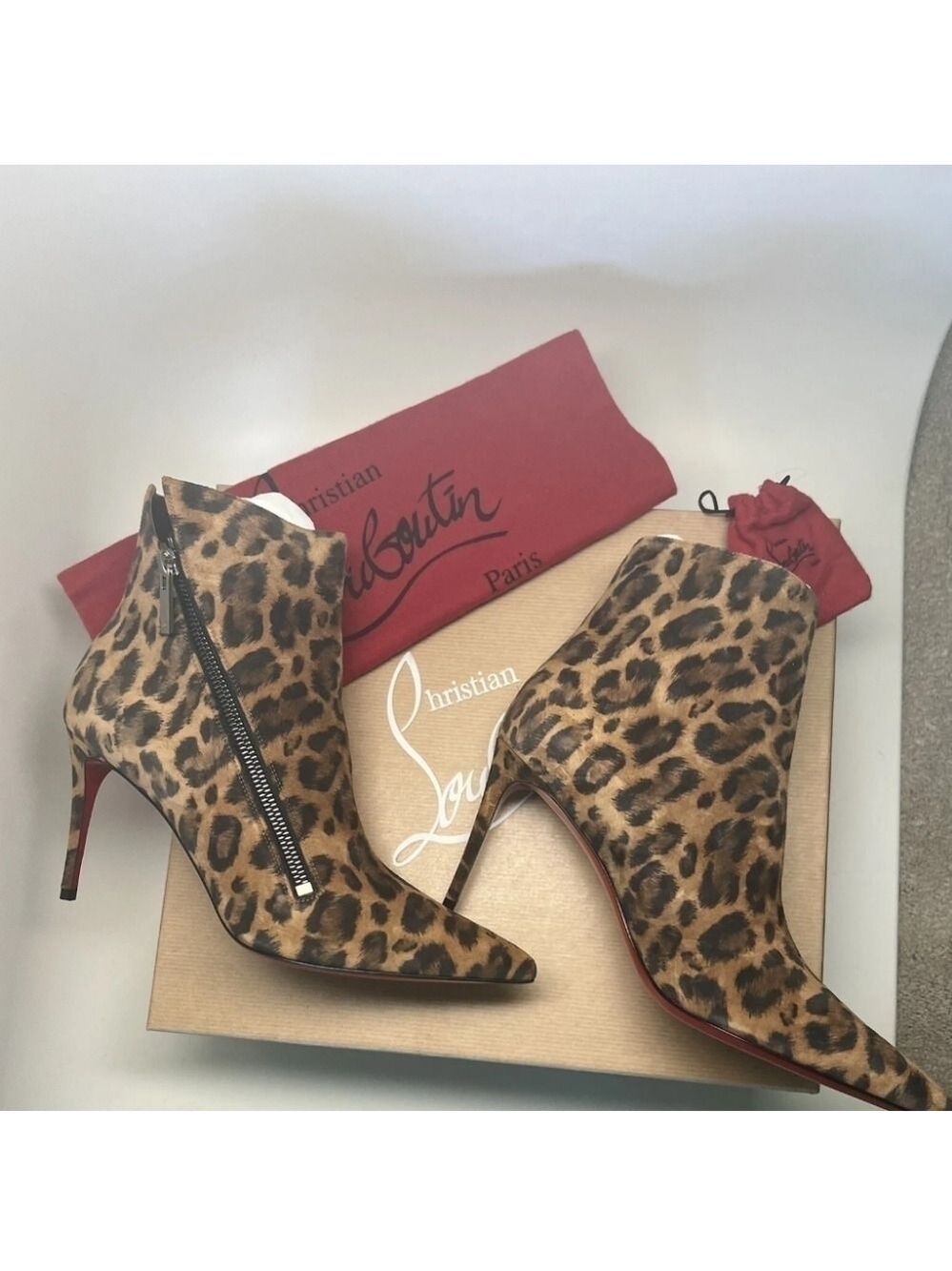 Christian Louboutin Birgikate 85mm Leopard Print Veau Velour Kitty $1295 - Picture 1 of 4
